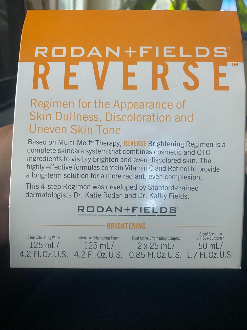 Rodan + Fields Reverse Brightening Kit - Orange and White Packaging